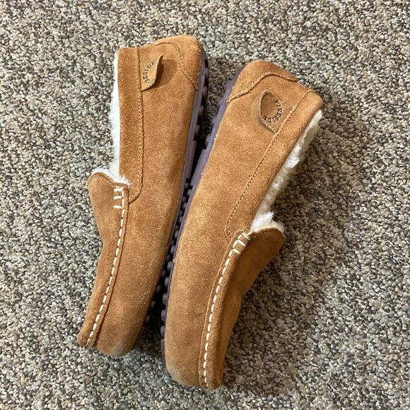 Fireside Women’s Tan Suede Moccasin Slippers Size 6 US /EU 37 - Picture 4 of 12